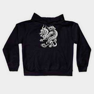 Chinese dragon art in linear style Kids Hoodie